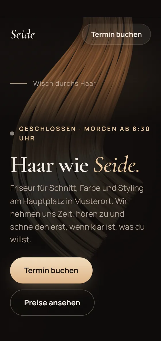 Beispiel Salon Seide, dezent und ruhig gestaltet