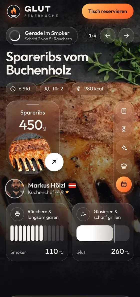 Beispiel Restaurant: Glut Feuerküche