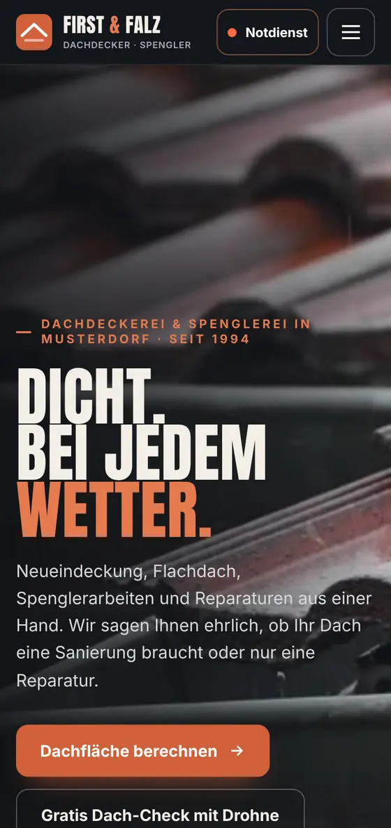 Beispiel Dachdecker: First & Falz