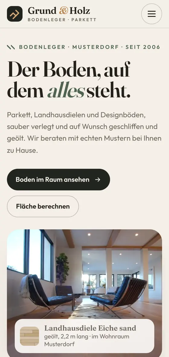 Beispiel Bodenleger: Grund & Holz