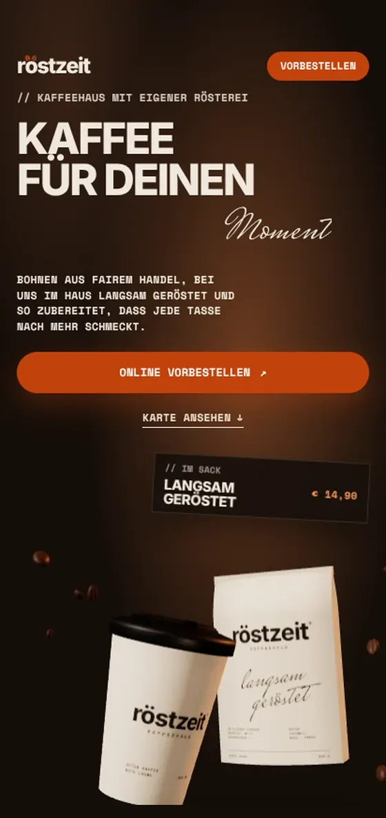 Beispiel Kaffeehaus: röstzeit