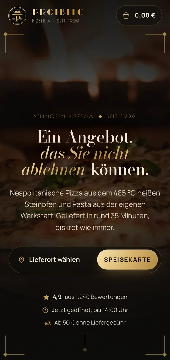 Beispiel Pizzeria: Proibito