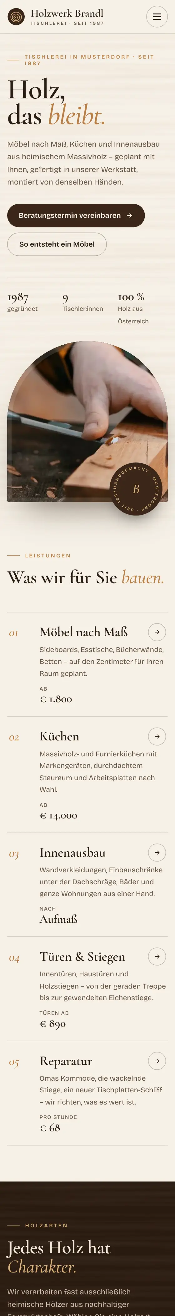 Beispiel Tischlerei